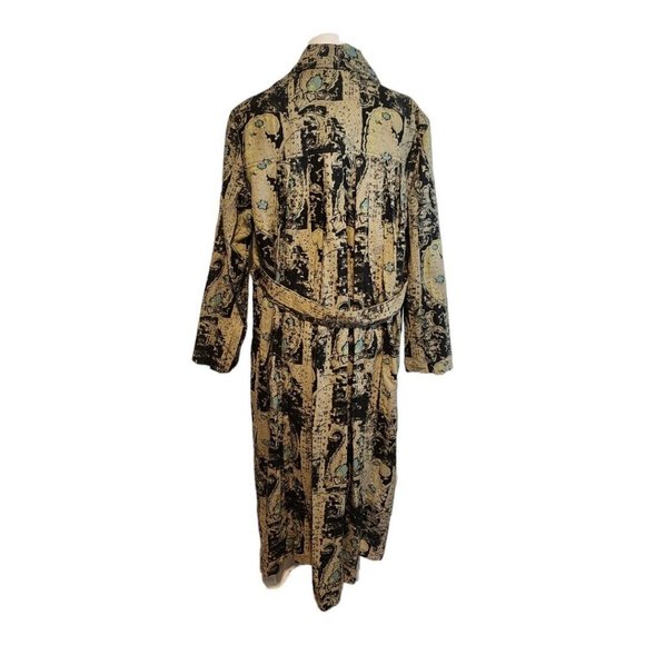 Free People Printed Maxi Duster Women's Oversize Medium Pockets Black/Tan New - Picture 4 of 13
